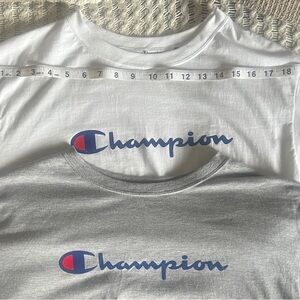 Set of 2. Champion White and Gray Cropped Top Tees